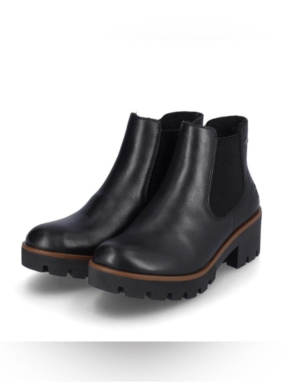 Rieker Cristallino Black Leather Chelsea Boots Womens size 38 7 Classic Winter
